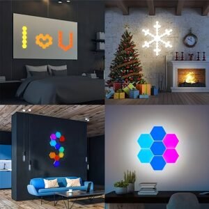 002100475a041acbcc9a6c625b7bf7db-1.jpg 10pcs DIY Smart Hexagonal Lights Wall Lights LED Wall Panel Lights, USB-Power Connectors, Smart Application Control And Music Control, Hexagonal Lights For Game Room Party Bedroom Decoration
