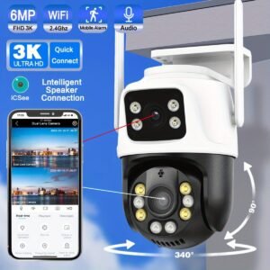 0ccbc2d3-bc1e-45eb-8200-b7a3e2484396.jpg 1Pc 8MP 4K WiFi Security Camera, 2 Lens 4MP Total 8MP 2.4ghz Wireless IP Camera, Video Surveillance For Home Security CCTV Monitor, AI Human Tracking, Color Night Vision, Two Way Audio, Motion Alert, Pan Tilt Rotation Onvif Function, Prevent Rainwater Dam