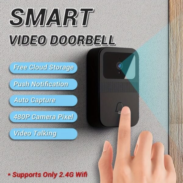 1 set, smart wifi video doorbell 480P camera pixel, APP supported, two way intercom, video calling, free cloud storage, global server push notification