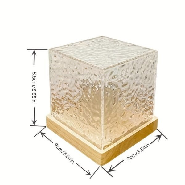 1 Pack USB Square Night Light Cube Decorative Night Lamp Square Crystal Table Lamp, Rotating Water Ripple Small Night Light Creative Bedside Lamp, Flame Atmosphere Lamp Dynamic Table Lamp 5W 80 Lumen16 Colors Diamond Desk Lamps For Bedroom RGB Remote Rota