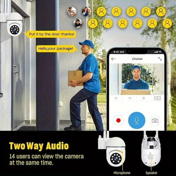 Camera and Color Night Vision Wireless 1080p HD Indoor/Outdoor Camera Bidirectional Audio Wireless Safety Camera Pan/Tilt/Zoom Wi Fi Smart Home Safety Camera and Pet Movement Tracking Color Night Vision Bidirectional Audio