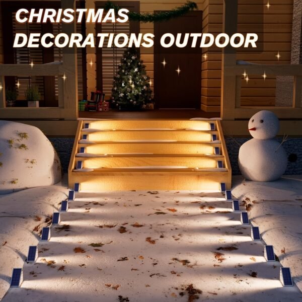 1e3e4d00-15bc-4029-8f8b-8e099da9fbcd-1.jpg 2pcs Solar Stair Lights, Solar Step Lights Waterproof Outdoor Step Light With 13 LEDs, Outdoor Lighting Decor For Stair, Patio, Front Step, Front Porch And Deck, White Christmas Lights