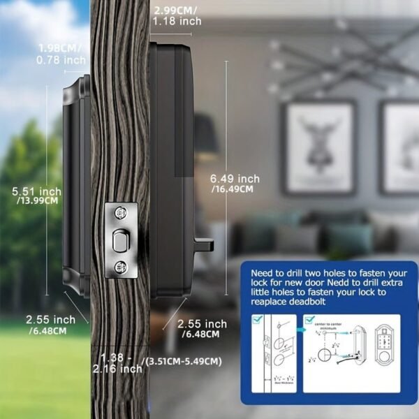 Smart Lock With Fingerprint Deadbolt - 5-in-1 Keyless Entry Door Locks With Keypads & App Remote Control, Waterproof Auto Smart Lock