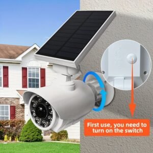 30aa03d6-4b19-4cd2-a92b-9cfb5540dca8-1.jpg Solar Light Pseudo Safety Camera, Simulating CCTV Monitoring System, With LED PIR Motion Sensor Detection Light, Suitable For Indoor And Outdoor Homes, Offices, Shops, And Garages