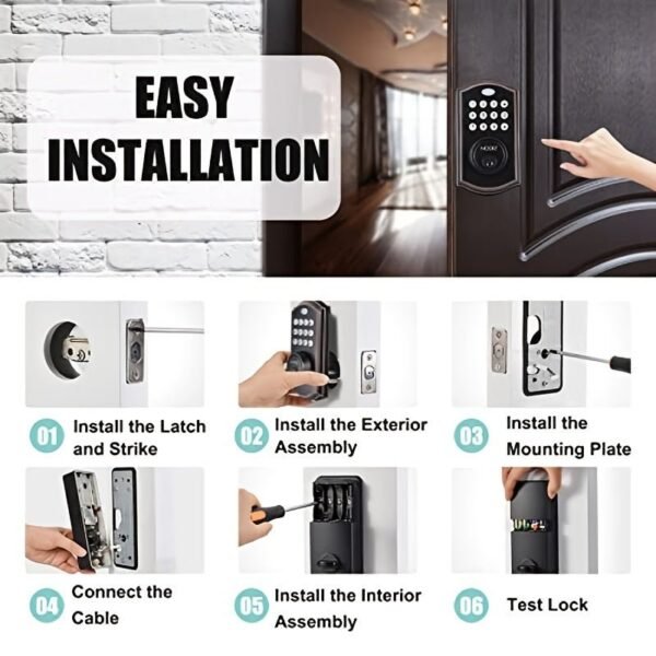 436d21319debfc5e27fad4d32819c633.jpg Noqiz Keyless Entry Door Lock, Smart Lock With Touchscreen Keypad, Secure Deadbolt Lock With 50 User Codes, Easy Installation, Auto Lock, Bedroom Door, Home, Apartment, M15 ORB