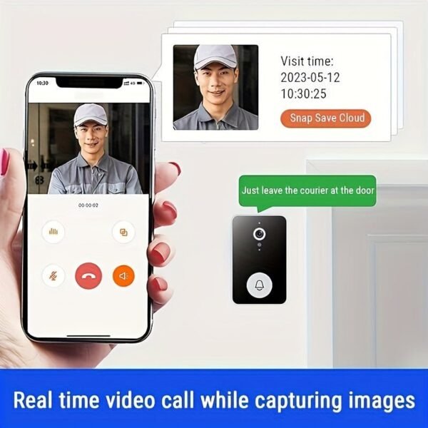 63baf062-74f1-4354-9b4d-fb8c58541e47.jpg Smart Doorbell, Smart Wireless Remote Video Doorbell Intelligent Visual Doorbell, Home HD Night Vision Wi-Fi Security Door Doorbell.