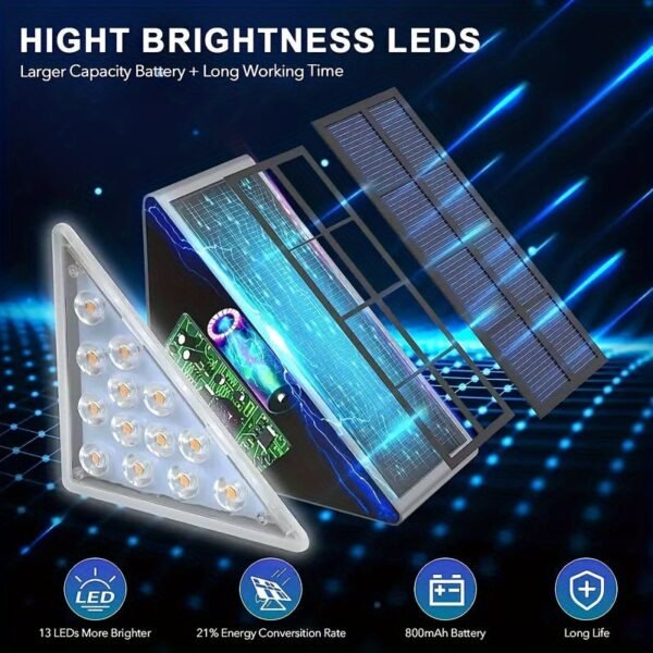 6d846d58-254d-44ca-bd9e-d62540394f7f-1.jpg 2pcs Solar Stair Lights, Solar Step Lights Waterproof Outdoor Step Light With 13 LEDs, Outdoor Lighting Decor For Stair, Patio, Front Step, Front Porch And Deck, White Christmas Lights
