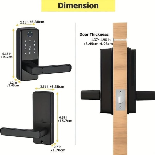 Touch Screen Half Panel Lock TTLOCK-TH04T 5-in-1 Keyless Entry Door Locks, Smart Door Lock Fingerprint Door Lock Keypad Door Lock