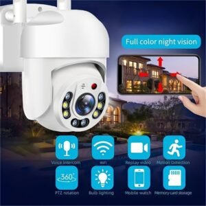 746515dbc0d456bbef7995fe813d1c6f-1.jpg Outdoor Wifi Security Waterproof PTZ Auto Tracking Audio CCTV Surveillance 360 IP Camera, Day & Night Full Color, AI Humanoid Motion Detection, Two-way Voice Intercom, 360 Degree Panoramic Surveillance, 2.4GHz Security Camera Smart Home Security Camera
