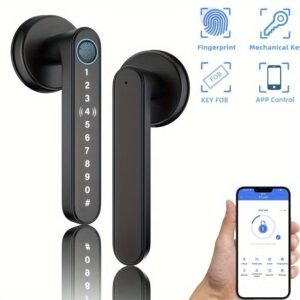 821b37c08bd74e71608393aefbe4e372-1.jpg Smart Fingerprint Door Lock Waterproof Door Lock APP/Code/Key Card/Key 5-1 Unlock Way Gift For Birthday/Easter/President's Day (Battery Included)