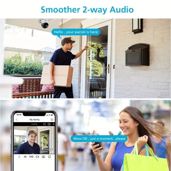 1pc Wireless Security WIFI Camera Indoor Outdoors, Mini 360° PTZ Panoramic IP Camera, Full HD 1080P Smart Home Camera, 2.4GHz,Baby, Pet MonitorTwo Way Audio, Waterproof Motion Detection Alarm Push,works With Phone Computer Ipad,Remote
