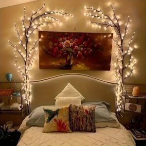 1pc USB/96LEDS/72LEDS, Branch Light, White Birch Tree Light, Rattan Tree Christmas Decorative Light, Small Night Light, Indoor Warm Atmosphere Decorative Light For Garden Decor Home Decor Living Room, For Camping, Party, festival, Perfect Gift For Birthda