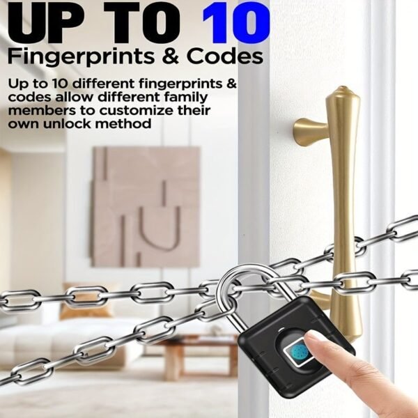 Fingerprint Padlock, Smart Padlock, Locker Lock, Biometric Metal Keyless Fingerprint Lock, Waterproof, For Gym Locker, School Locker, Luggage, Backpack, Suitcase, Black