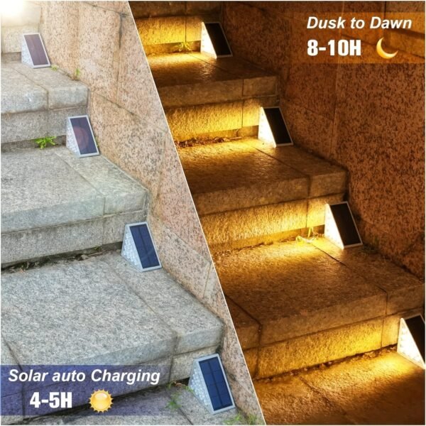 9e765065-8c41-4137-aff7-e205a9053049-1.jpg 2pcs Solar Stair Lights, Solar Step Lights Waterproof Outdoor Step Light With 13 LEDs, Outdoor Lighting Decor For Stair, Patio, Front Step, Front Porch And Deck, White Christmas Lights