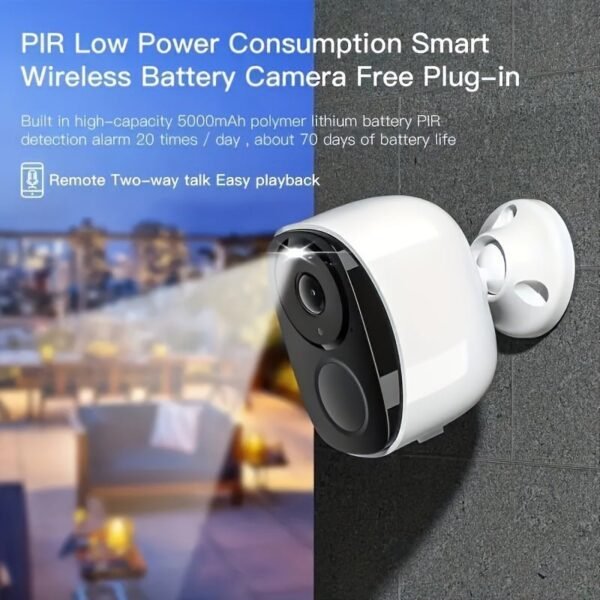 Outdoor Wireless Security Camera, 2K 5mp Video Resolution, 5200mAh Battery Powered CCTV Camera For Home Security, Cloud/SD(up To 256G), No Monthly Fee, AI Motion Detection, Spotlight, Color Night Vision, WiFi, Two-Way Audio