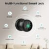 GHome Smart Fingerprint Door Lock with Keypad Door Knob, Biometric Door Smart Lock & App Control, Suitable for wooden or steel doors from 3.5-5.5 cm/ 1.38-2.17 inch, Interior Door Knob with Key Great for Bedroom, Apartments, Offices and Hotels