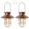 Outdoor Lanterns With Solar Power, Hanging Solar Lights Outdoors, Metal Waterproof Solar Lights With Warm White Edison Bulbs For Fence/garden/yard/porch Decoration