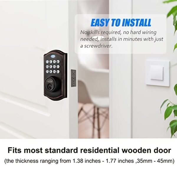 bfa4a10787b97543de15c6f6b5f75eb0.jpg Noqiz Keyless Entry Door Lock, Smart Lock With Touchscreen Keypad, Secure Deadbolt Lock With 50 User Codes, Easy Installation, Auto Lock, Bedroom Door, Home, Apartment, M15 ORB