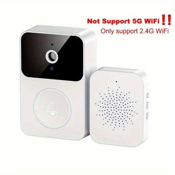 1pc Doorbell Camera Wireless, Intelligent Visual Doorbell Home Intercom HD Night Vision WiFi Rechargeable Security Door Doorbell, Two-Way Calls, Photo, Recording, APP Control, Voice Change Function (White) Build-in Battery.