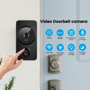 caa22f96-1abc-47c7-9264-eca93adf8022-1.jpg 1pc Smart Wireless Doorbell, Smart 2.4G WIFI Video Doorbell, Tuya APP Smart System Control, Two-way Intercom, Night Vision Function, Video Conversation, Family Helper (delivered Without Battery)