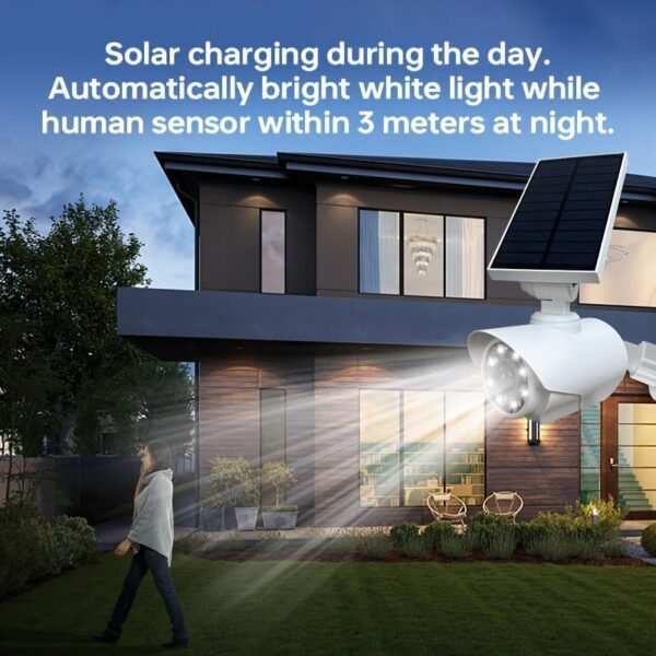 Solar Light Pseudo Safety Camera, Simulating CCTV Monitoring System, With LED PIR Motion Sensor Detection Light, Suitable For Indoor And Outdoor Homes, Offices, Shops, And Garages