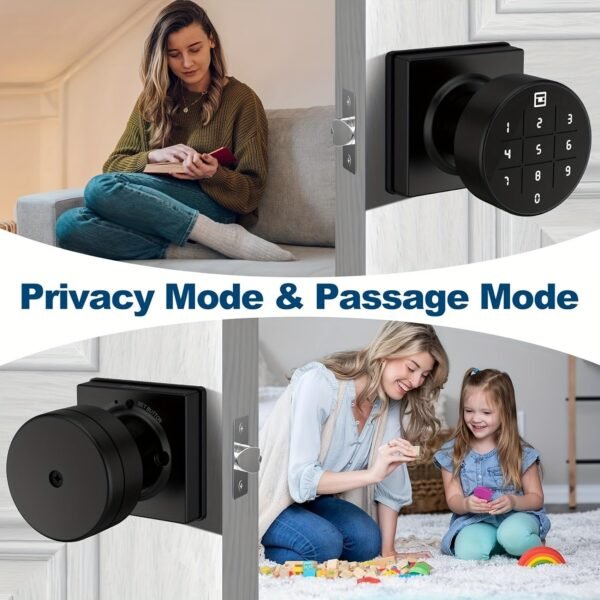 GeekTale Keyless Entry Door Lock With Keypad, Smart Door Knob Keypad Door Knob, Smart Lock With Keypad Smart Door Lock Digital Door Lock With Keypad For Indoors Bedrooms, Apartments, AirBnbs