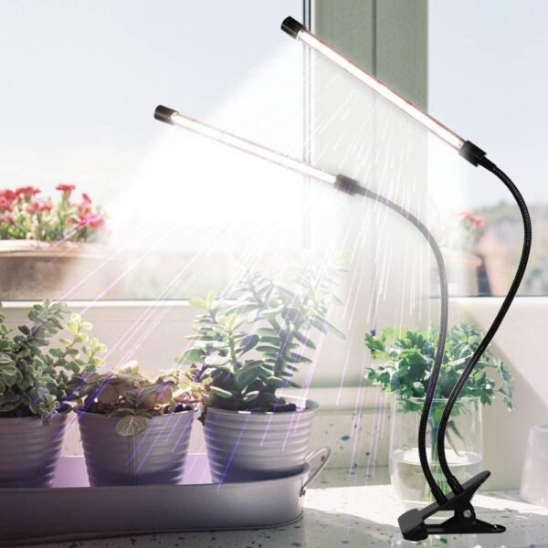 Grow Healthy Indoor Plants With 50W 84 LED Dual Head Clip Plant Lights - 4/8/12H Timer & 5 Dimmable Levels