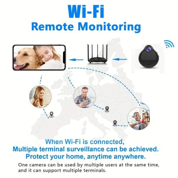 1pc HD 1080p Smart Wireless WIFI Home Mini 360° Degrees Camera, Smart App Control And The Viewing Angle Can Be Adjusted 360-degrees, HD Infrared Night Vision Two-way Audio, Mobile Phone Remote Control, Indoor Home Baby Cam Pets Monitor. Includes Battery,