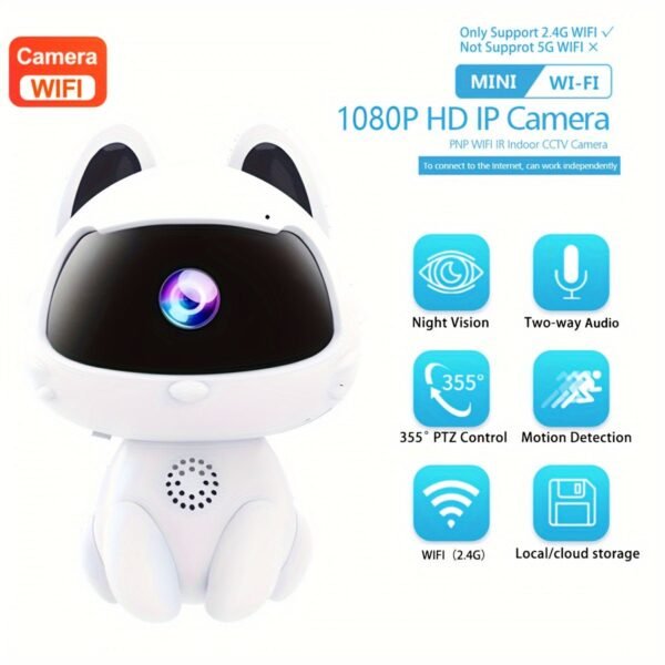 K9 V380 HD Definition Intelligent Home Monitoring Camera 1080P 2.4GHz Wireless WiFi Wireless Security WIFI Camera, AI Intelligent Tracking Motion Detection, Pet Monitor, Two-way Audio, Motion Detection Pet Camera