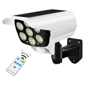 dafd80c1590349f4e3cd28ccf3ba7e1b.jpg Outdoor Motion Sensor Solar Lights 2000 Lumens 77 LEDs Spotlight With Remote Controller FloodLights, Wireless Dummy Decoy Fake Security Camera for Porch Garden Patio Driveway