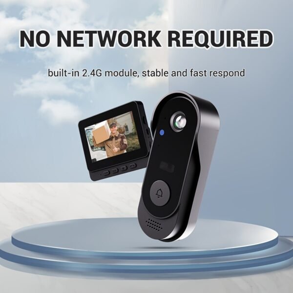 1 Set, Waterproof True Wireless Video Doorbell, 480P Camera Pixel, With 4.3 Inch Screen Real Time Indoor Monitor, No App Required, No Network Required, Friendly Using For Elders, Support SD Card Slot Saving Images & Videos, Local Storage