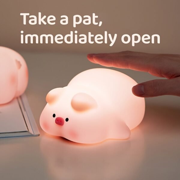 Silicone Night Light Piggy Pat Lamp Accompanying Sleeping Induction USB Rechargeable Bedroom Sleeping Bedside Lamp For Boys And Girls Friend Girlfriend Cute Holiday Gift